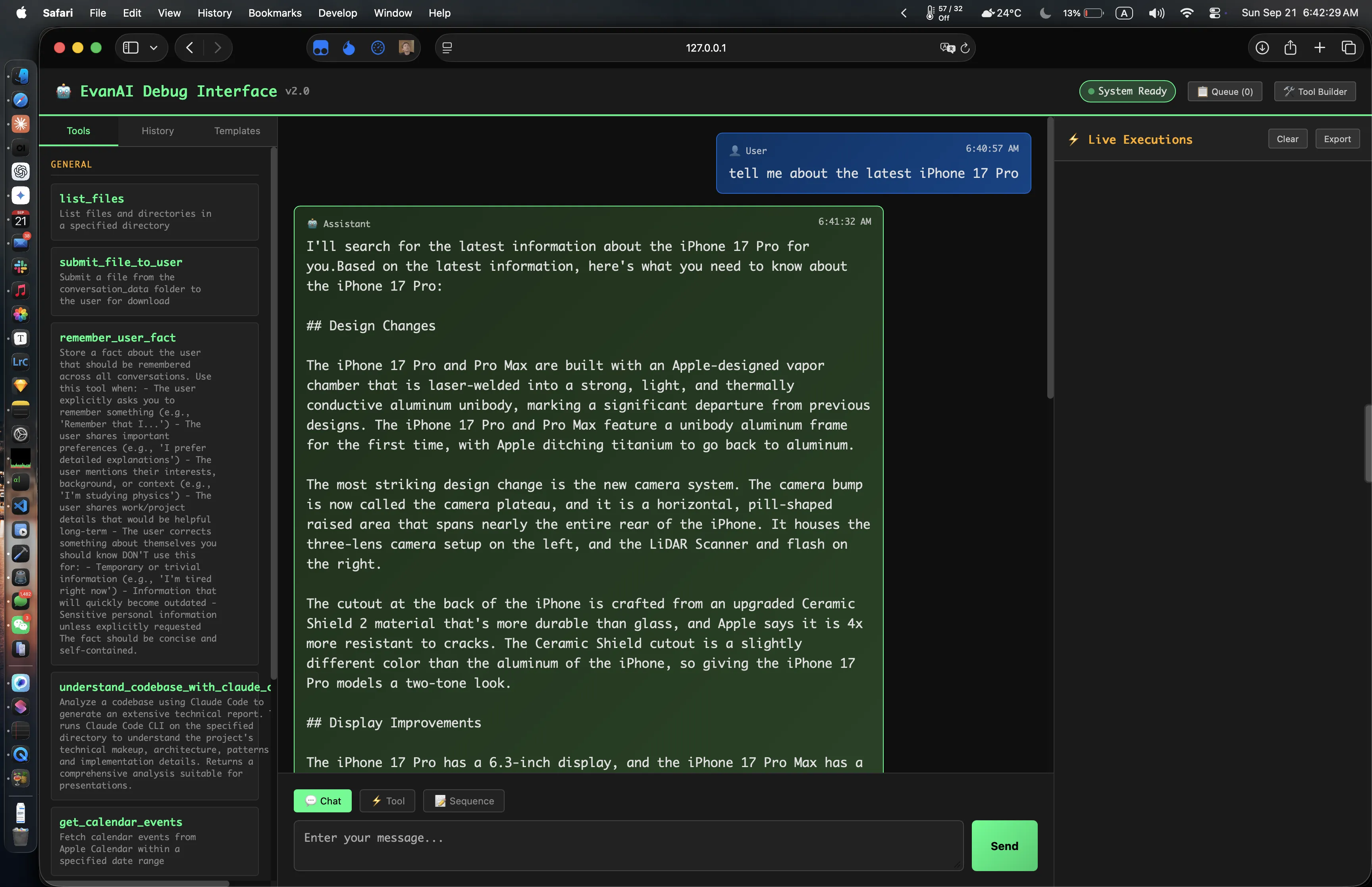 Debugging interface for tools