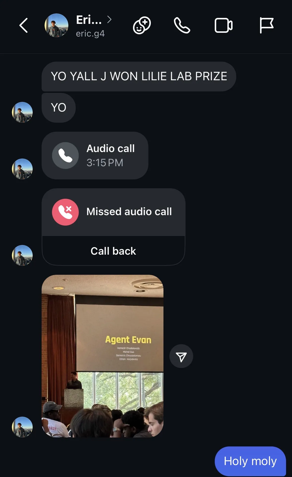 Instagram chat screenshot
